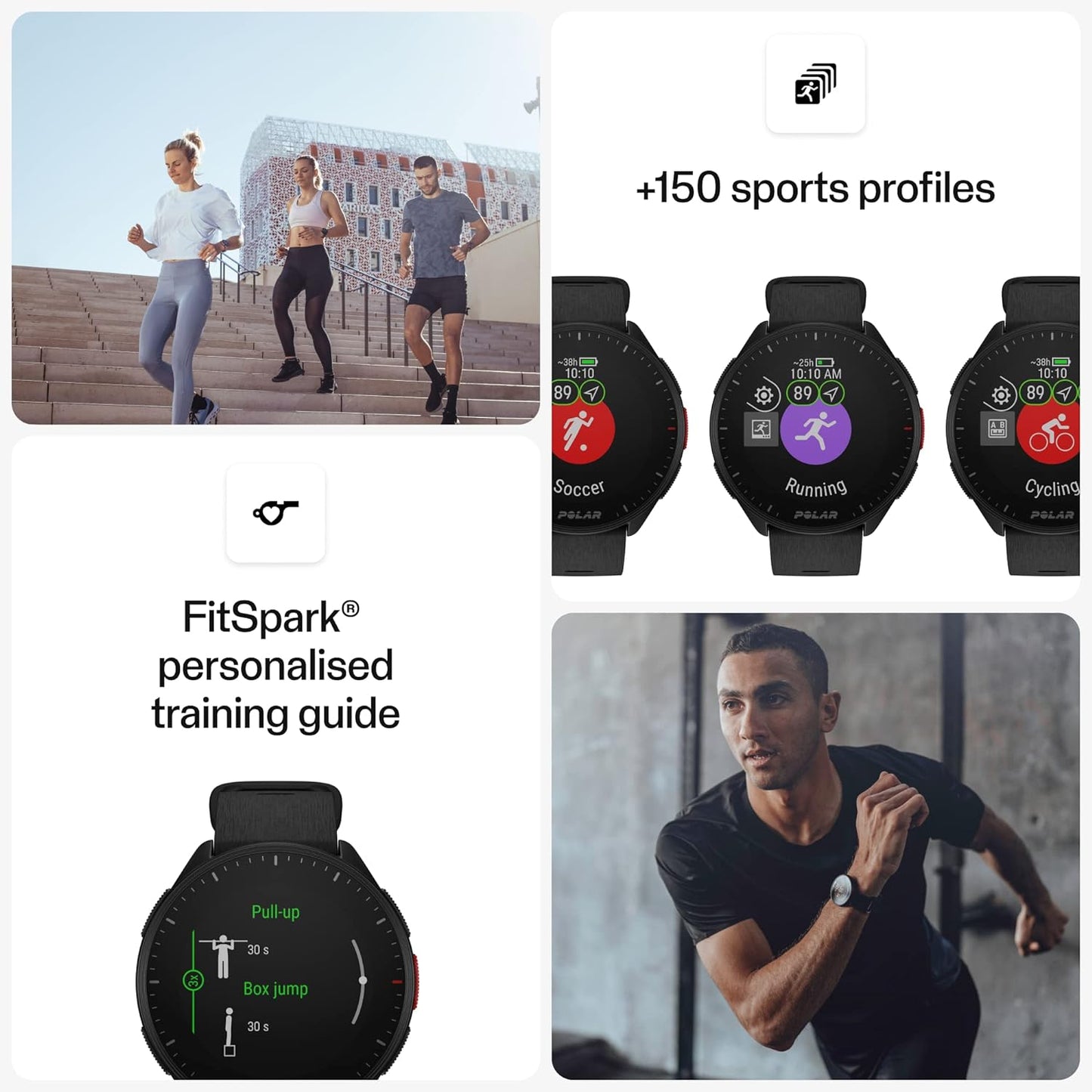 Polar Pacer Night Black S/L GPS Sportuhr Herzfrequenz Android iOS Wasserdicht - icomtech