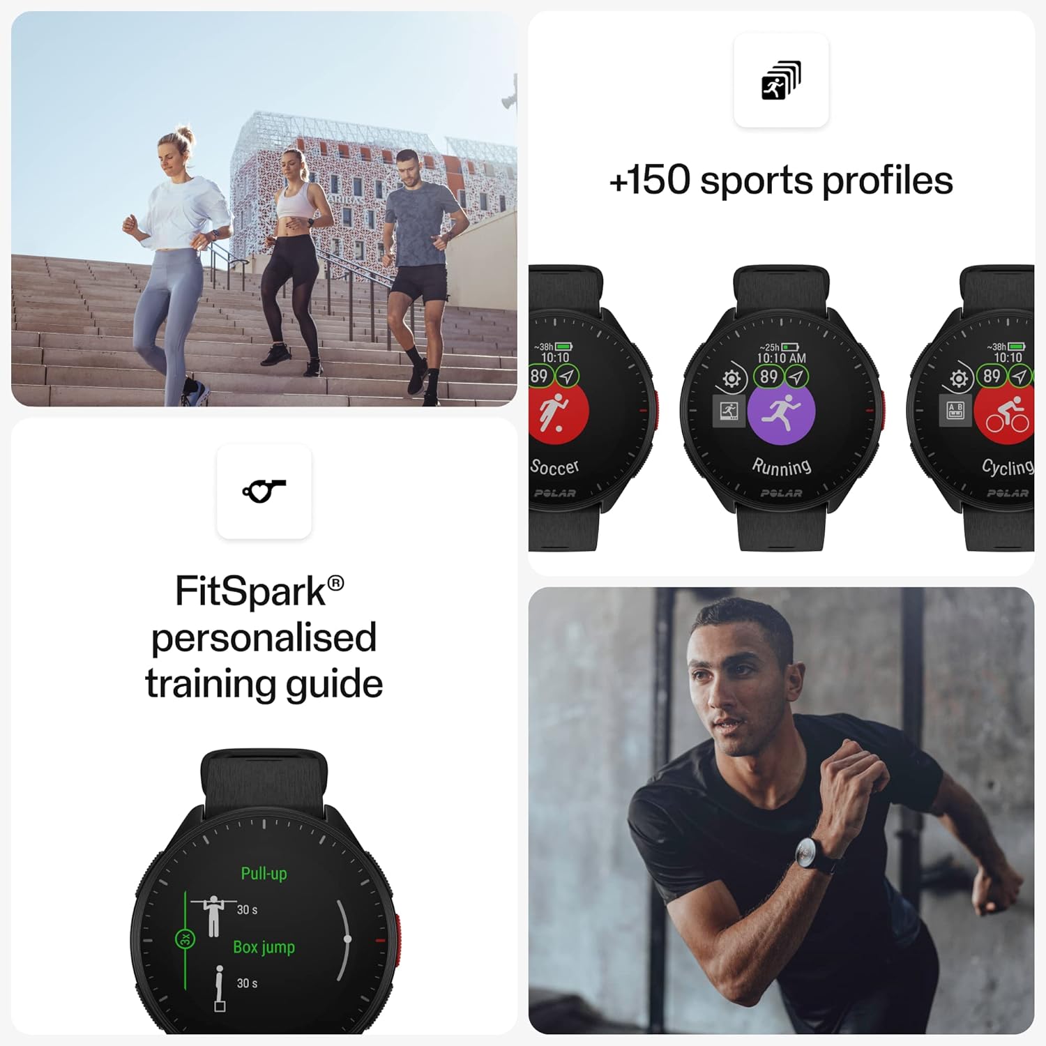 Polar Pacer Night Black S/L GPS Sportuhr Herzfrequenz Android iOS Wasserdicht - icomtech