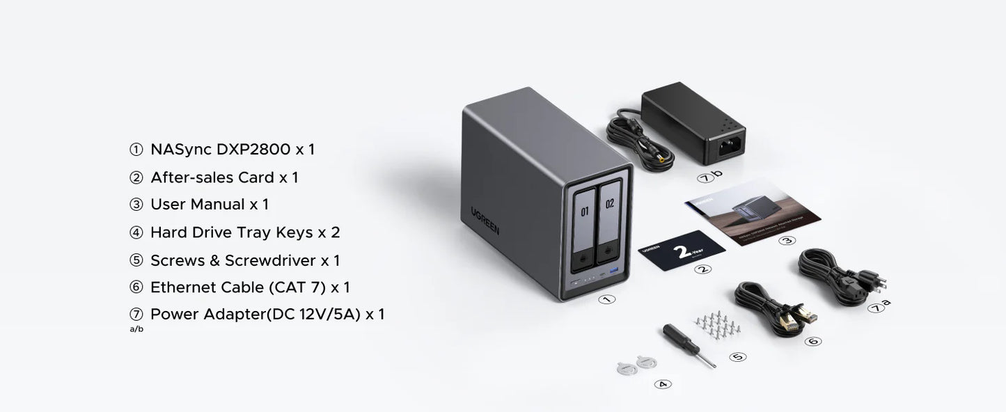 UGREEN NASync DXP2800 NAS System 2-Bay 2x SATA 2x M.2 SSD 1x 2.5GbE 8GB RAM